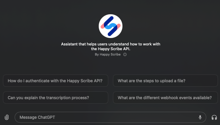 ChatGPT Happy Scribe API
